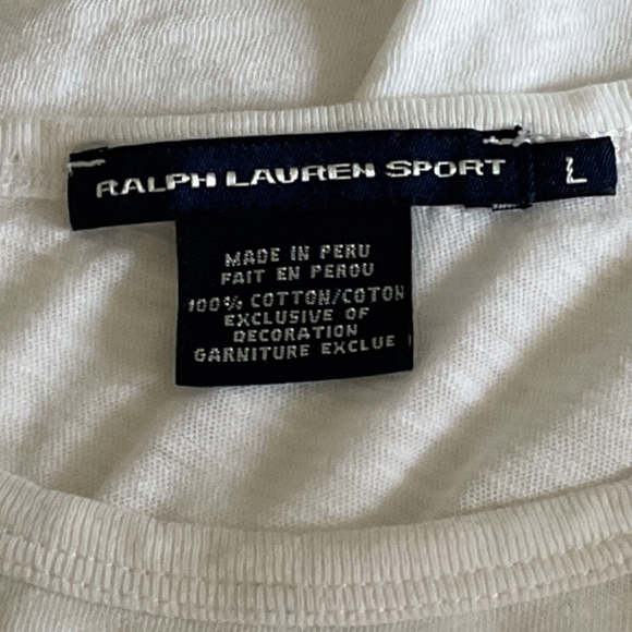 $ 10$ add on Ralph Lauren sport white on white polo pony cotton T-Shirt White L - Picture 6 of 14